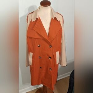 SHEIN /Two-Tone Trench Coat - Burnt Orange and Beige😍- W Sz 6